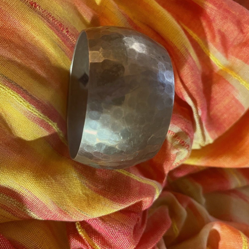 Large Domed Brass Bangle Bracelet